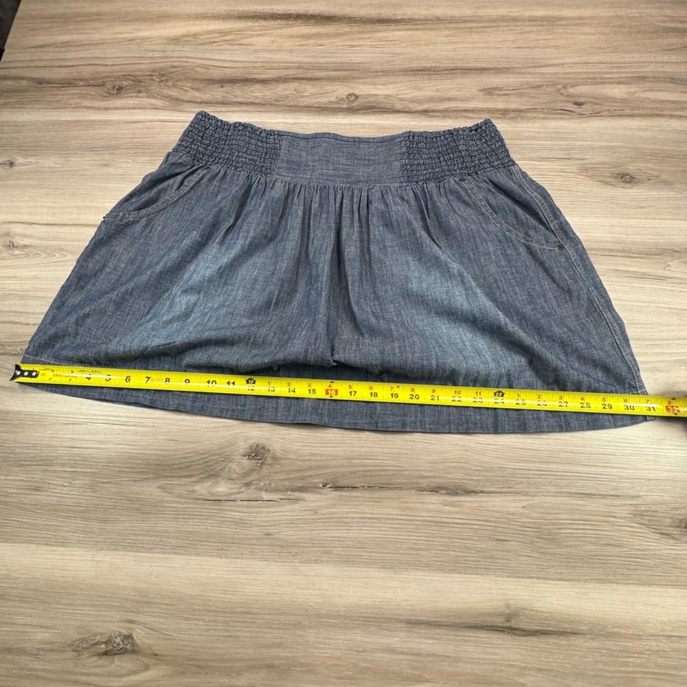 Lucky Brand Womens Denim Mini Skirt Blue Smocked Waist Cotton XL 7W40340 - Picture 4 of 8